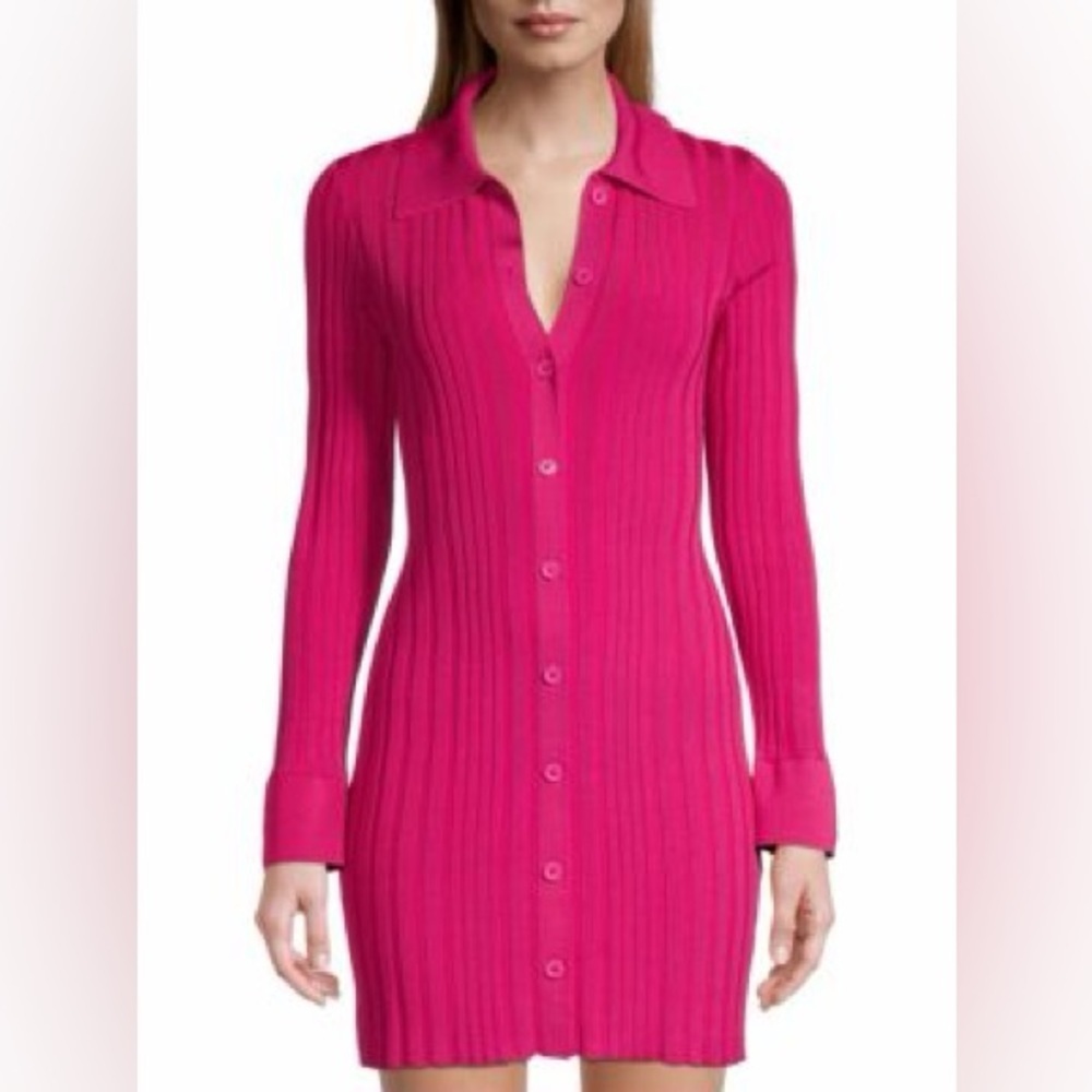MILLY
Polo Cardigan Rib-Knit Minidress (104)